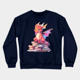Book Lover Cute Red Dragon Crewneck Sweatshirt